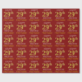 Red, Faux Guld "LYCKLIG 29:e BIRTHDAY" Presentpapper