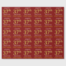 Red, Faux Guld "LYCKLIG 37:e BIRTHDAY" Presentpapper