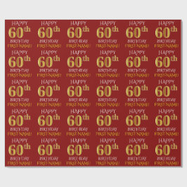 Red, Faux Guld "LYCKLIG 60:e BIRTHDAY" Presentpapper
