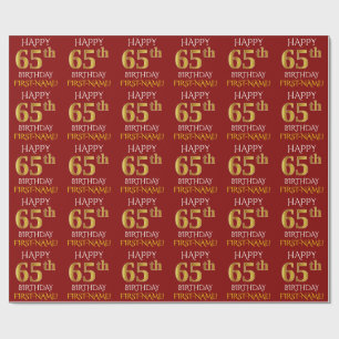 Red, Faux Guld (LYCKLIG 65e BIRTHDAY) Presentpapper