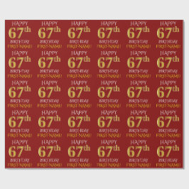 Red, Faux Guld "LYCKLIG 67:e BIRTHDAY" Presentpapper