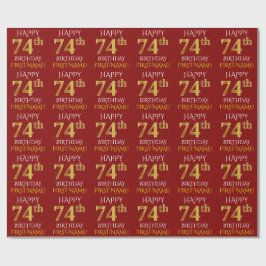 Red, Faux Guld "LYCKLIG 74:e BIRTHDAY" Presentpapper