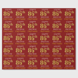 Red, Faux Guld "LYCKLIG 86 BIRTHDAY" Presentpapper