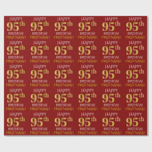 Red, Faux Guld (LYCKLIG 95 BIRTHDAY) Presentpapper