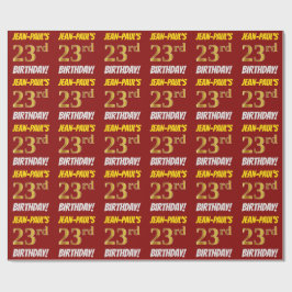 Red, Faux/Imitation Guld, "23rd BIRTHDAY" Presentpapper