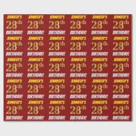 Red, Faux/Imitation Guld, "28 BIRTHDAY" Presentpapper