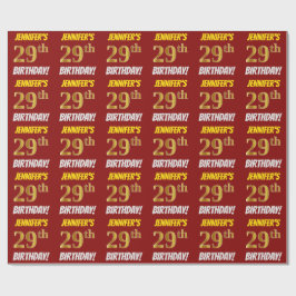Red, Faux/Imitation Guld, "29th BIRTHDAY" Presentpapper