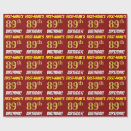 Red, Faux/Imitation Guld, "89:e BIRTHDAY" Presentpapper