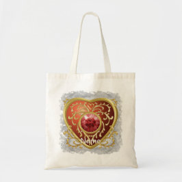 Red Faux Jewel Heart-bössa Tygkasse