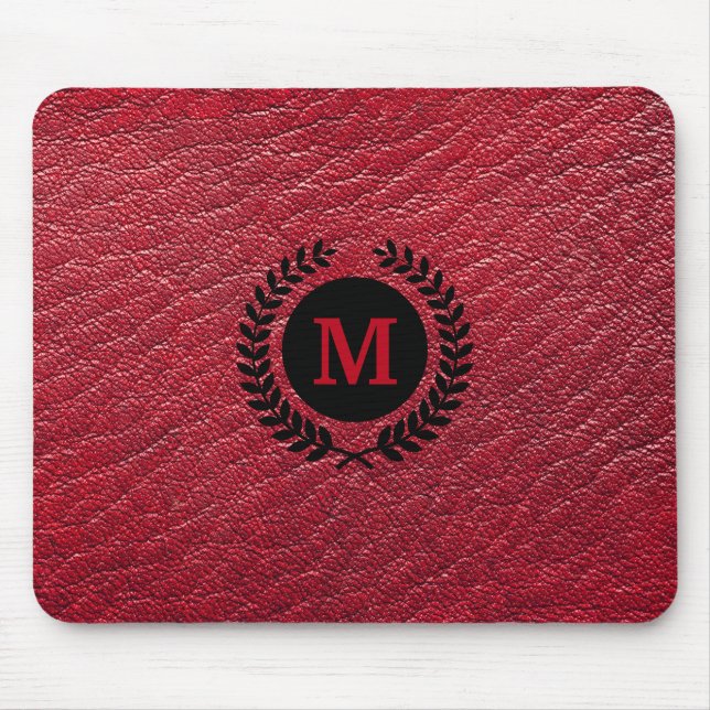 Red Faux Leather med Laurel WandeandeMonogram Musmatta (Framsidan)