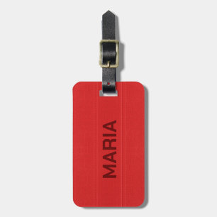 Red Faux Leather Titta Monogram Luggage Tag Bagagebricka