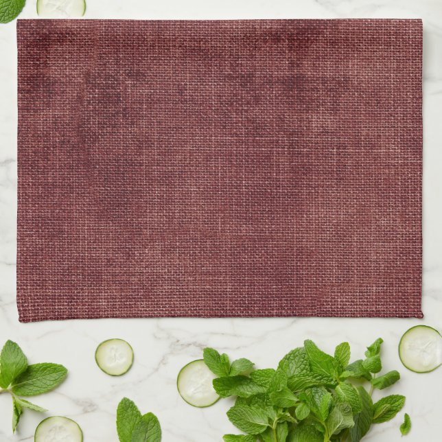 Red Faux Linen Kökshandduk (Vikta)