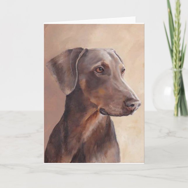 Red Fawn Doberman Hund Art Greeting Card Kort (Framsida)