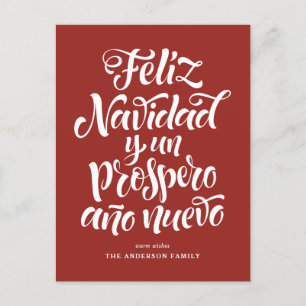 Red Feliz Navidad Calligraphy jul Helg Vykort