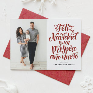 Red Feliz Navidad y un Próspero Año Script Photo Julkort