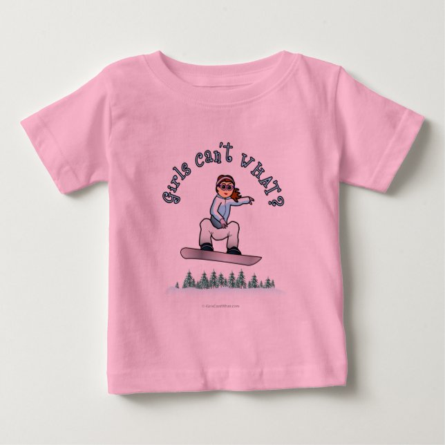 Red Female Snowboarder T Shirt (Framsida)