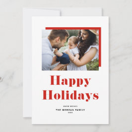 Red Festive Fold Typography Glad helg Photo Julkort