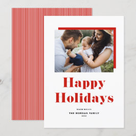 Red Festive Fold Typography Glad helg Photo Julkort