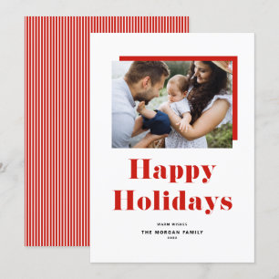 Red Festive Fold Typography Glad helg Photo Julkort