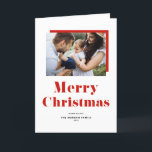 Red Festive Fold Typography God jul Photo Helgkort<br><div class="desc">God Jul! Skicka festlig hälsning denna julsäsong med det här anpassadet ett jullkort. Den har röd fet typografi och streck mönster. Anpassa genom att lägga till foto,  namn,  år och andra detaljer. Detta moderna typografiska julkort finns i andra kartonger.</div>