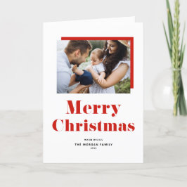 Red Festive Fold Typography God jul Photo Helgkort
