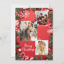 Red Festive God jul Helgdag Photo Collage Inbjudningar