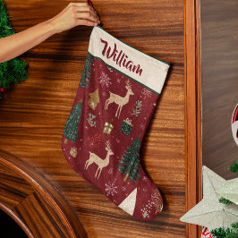 Red Festive Holiday Pattern | Christmas Stocking Stor Julstrumpa