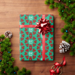 Red Festive Jingle Klockor på Grönt Presentpapper
