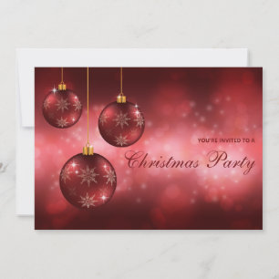 Red Festive jul Baubles jul Party Inbjudningar