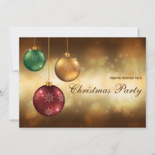 Red Festive jul Baubles jul Party Invi Inbjudningar