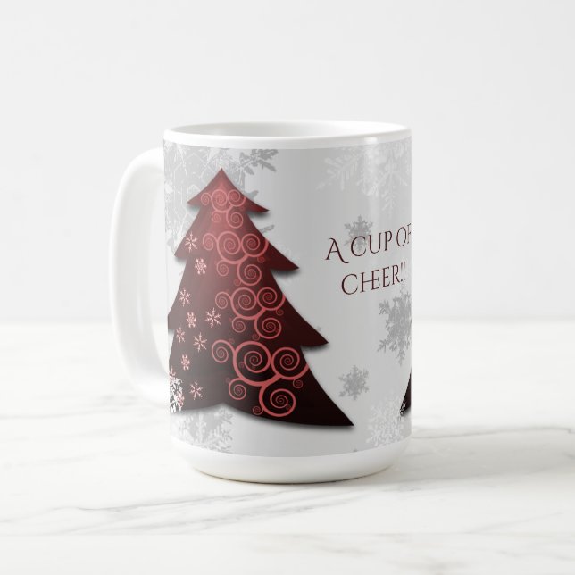 Red Festive Julgran Coffee Mugg (Framsida vänster)