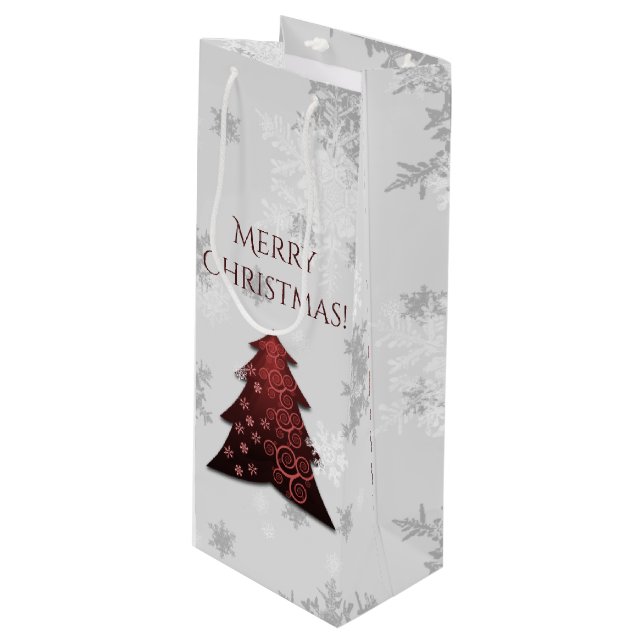 Red Festive Julgran Vin Gift Bag (Framsidan Vinklad)