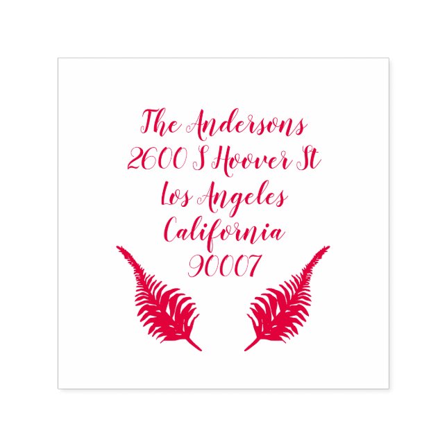 Red Festive Löv jul Helgdag Adress Självfärgande Stämpel (Design)