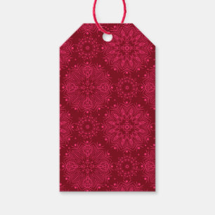 Red Festive mönster Presentetikett