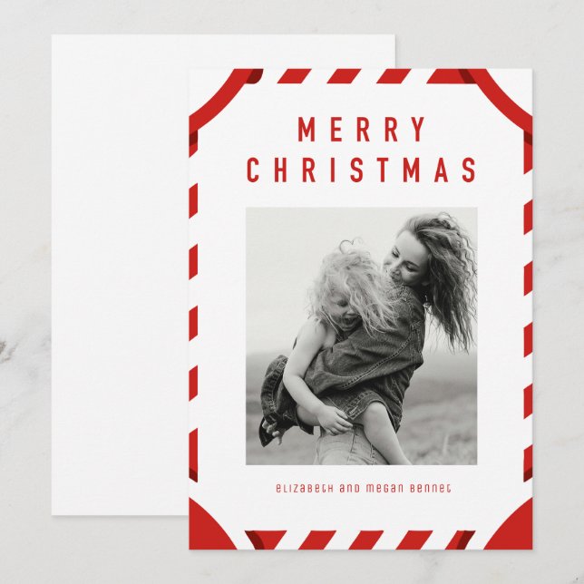 Red Festive Ram God jul Photo Julkort (Fram/baksida)