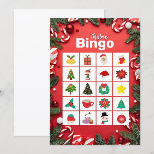 Red Festive Roligt jul Bingo Card Julkort