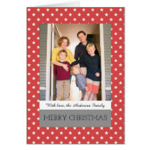 Red Festive Stars Helgdag Photo Greeting Card