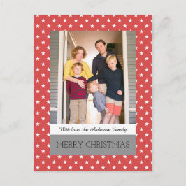 Red Festive Stars Helgdag Photo Postcard Helg Vykort