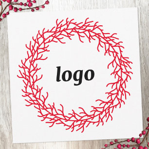 Red Festive WAN Logotyp Business Julkort