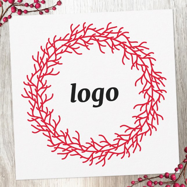 Red Festive WAN Logotyp Business Julkort (Logo wreath business promotional holiday card)