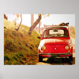 Red Fiat 500, Cinquecento, i Italien Poster