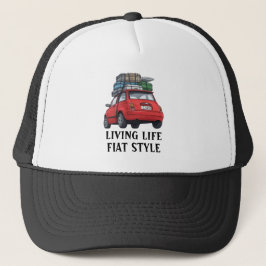 Red Fiat Car Hat Keps