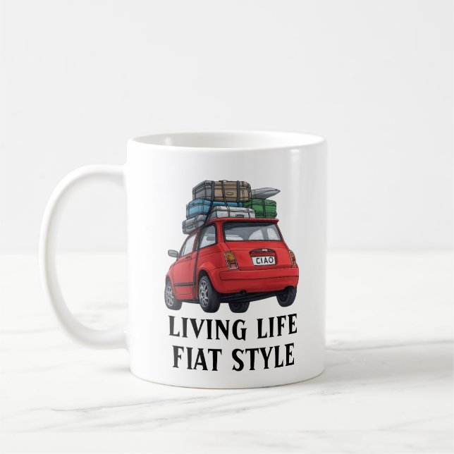 Red Fiat Car Kaffemugg (Vänster)