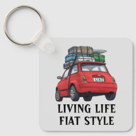 Red Fiat Car Nyckelring