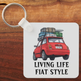 Red Fiat Car Nyckelring