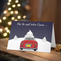 Red Figaro Car Lycklig julkort Helgdag Card