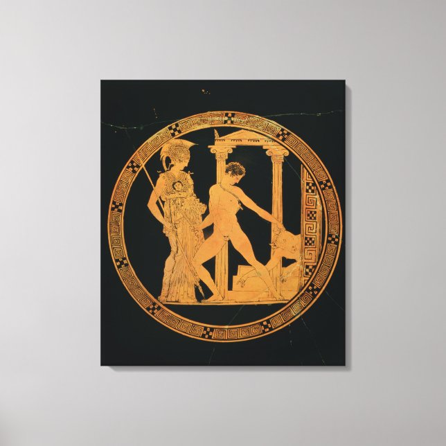 Red-figur kopp som skildrar Athena, Theseus Canvastryck (Framsida)