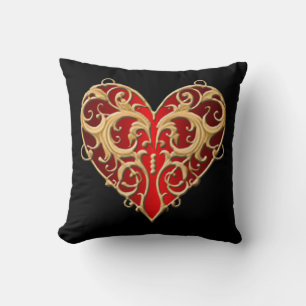 Red Filigree Heart Dekorativ kudde