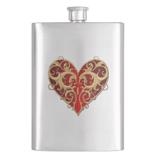 Red Filigree Heart-kolv Fickplunta