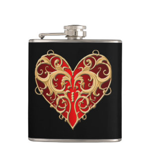 Red Filigree Heart-kolv Fickplunta